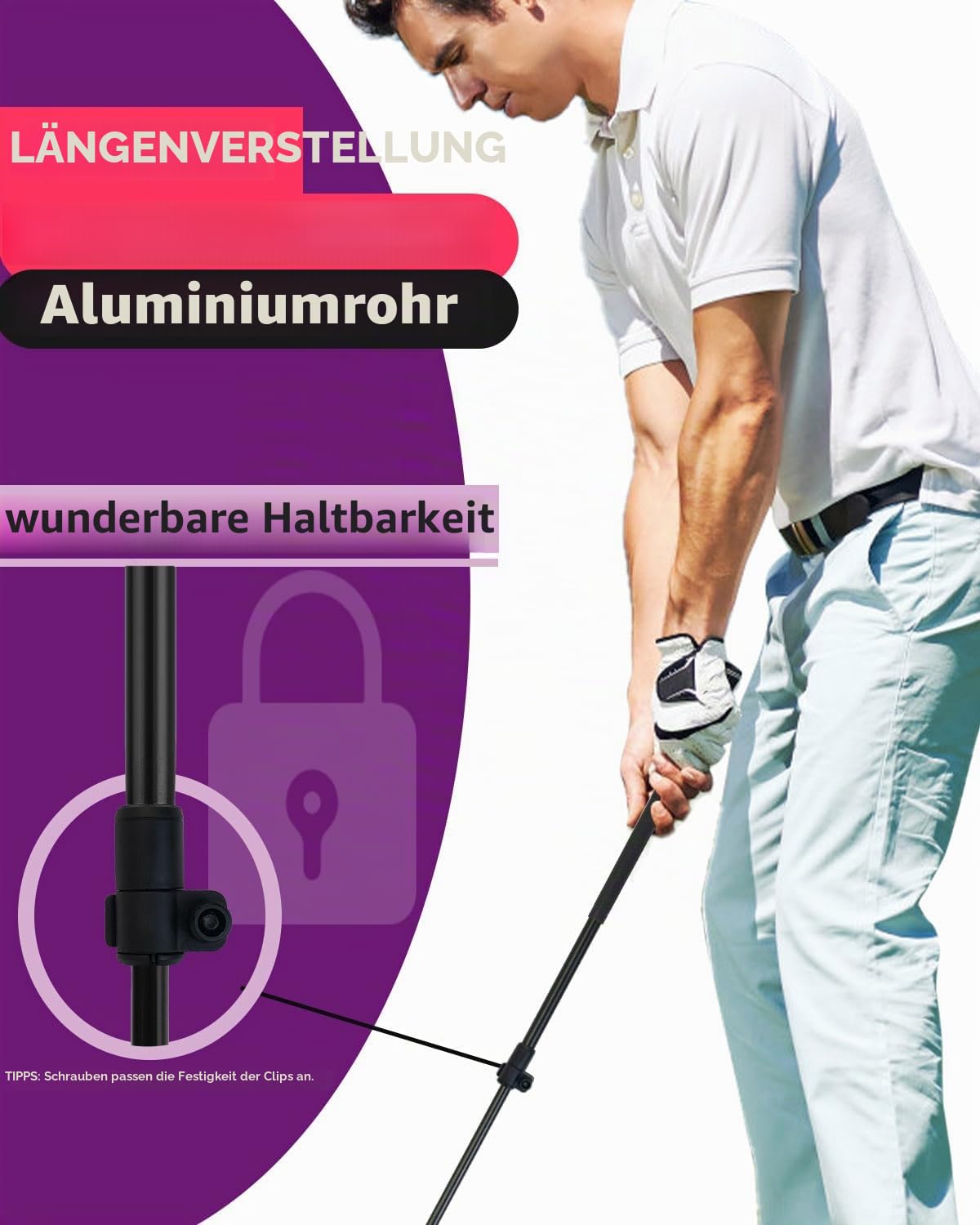 KOFULL Adjustable Minigolf Schläger Golfschläger Golf Iron, 21-36 Zoll Familien-Hinterhofspielset
