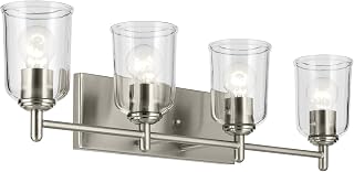 Kichler Shailene 4-Light Bathroom Vanity Light, Brushed Nickel | Updated traditional vanity light with clear glass (29.75" x 8.25"), 45575NICLR