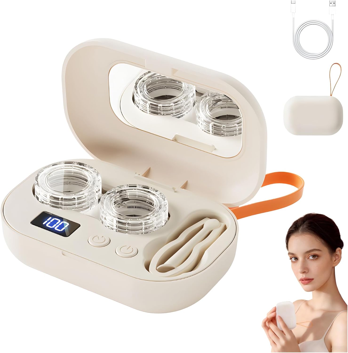 Rechargeable Ultrasonic Contact Lens Cleaner, 2026 Upgraded Ultrasonic Contact Lens Cleaner 47KHz Super Gentle Cleaning & Brightness, Portable Soft Contact Lens Care Tools Home Travel (3)