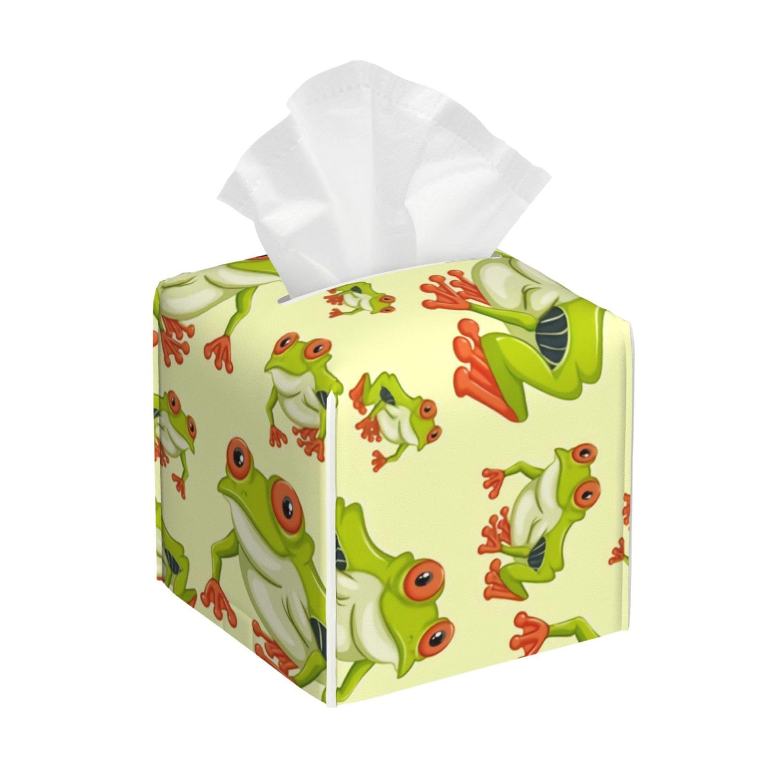 Xingfox As Pic Red Eyed Tree Frog Tissue Box Cover, Fashionable Decorative Storage Box, Suitable For Most Places