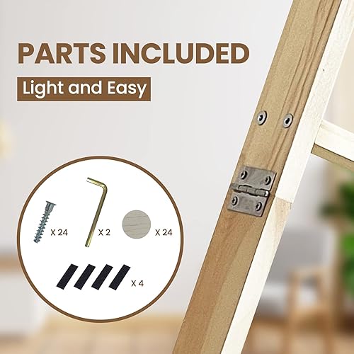 Miniatura 9 de Escalera para mantas de 6 niveles, estante de edredón inclinado de pared de 5.5 pies, almacenamiento de mantas de granja para sala de estar,