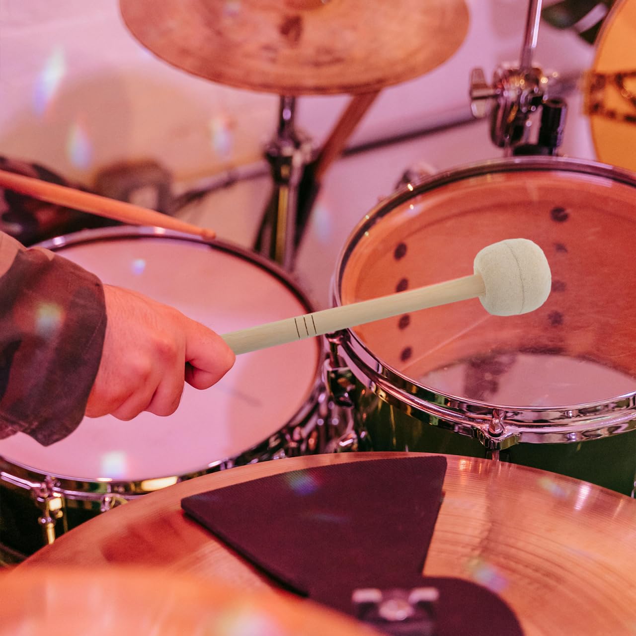 SUPVOX Maillets À Percussion En Feutre Avec Manche En Érable 36 Cm Accessoire De Batterie Polyvalent Pour Tambours Son Doux Prise Ergonomique