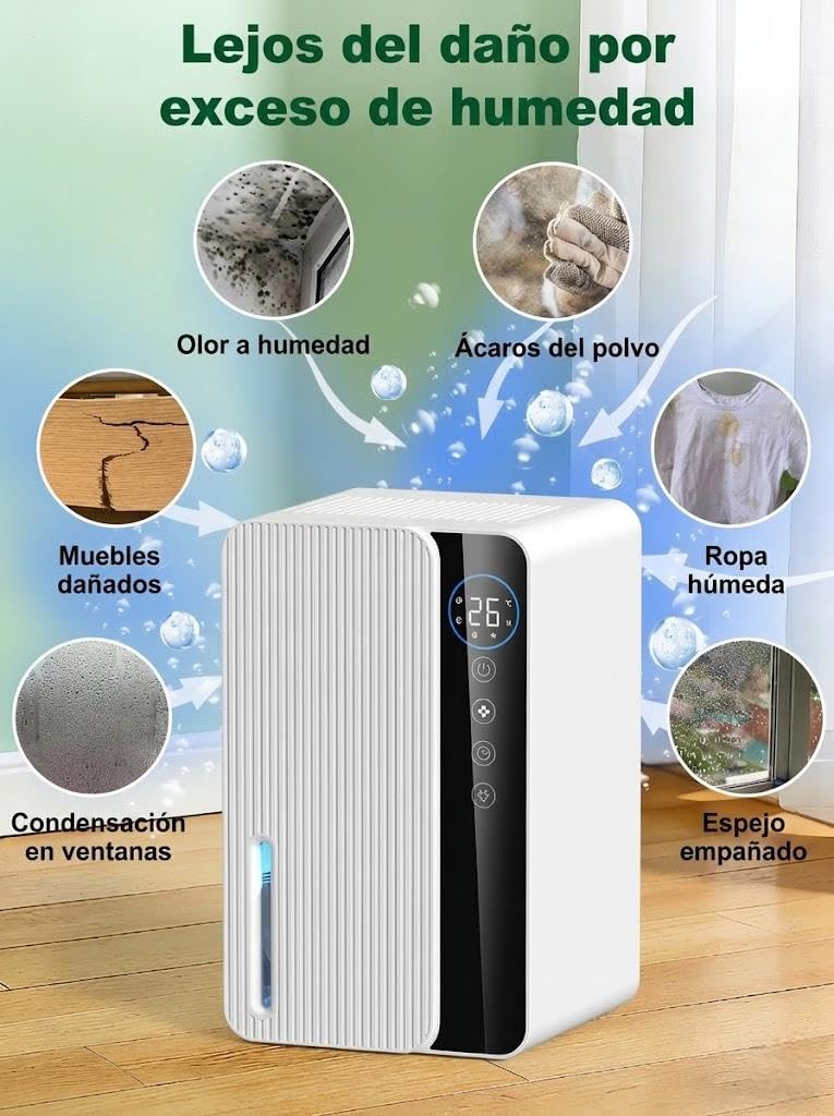 Deshumidificador Eléctrico 1800ml, Deshumidificador Bajo Consumo para Dormitorio y Baño, 22,5W, Silencioso con Temporizador y Apagado Automático, Dehumidifier contra Humedad y Condensación(680ml/día) — view 5
