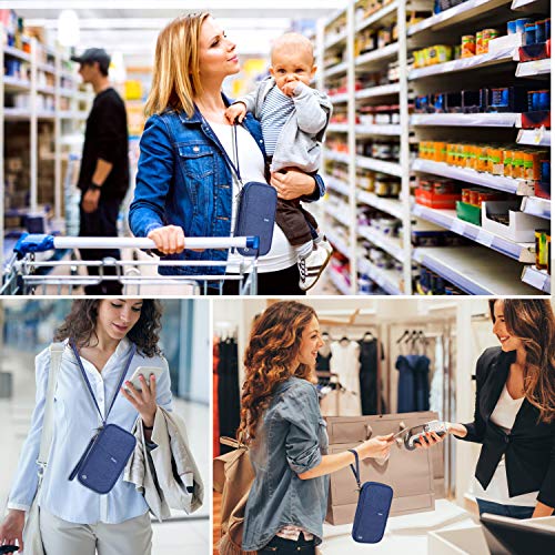 Image of RFID Family Passport Wallet Holder Waterproof, Travel Document Organizer Credit Card Clutch Bag for Men Women, RFID Blue, One Size, Classic