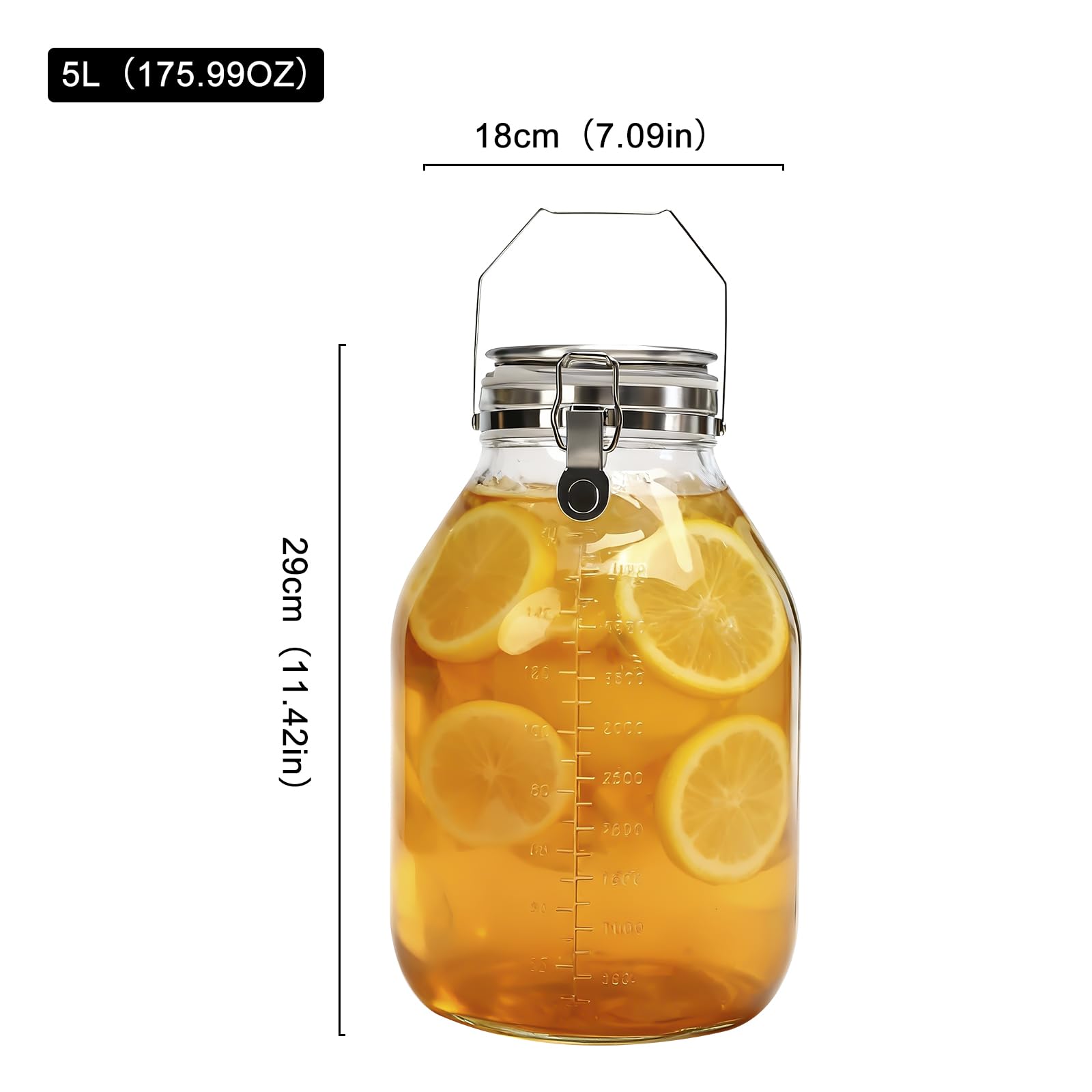 Tarro de cristal con cierre a presión (1, 5000 ml)