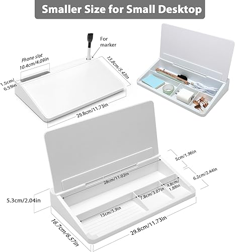 Miniatura 4 de Varhomax Pizarra blanca de cristal con almacenamiento, pequeña pizarra blanca de borrado en seco, lista de tareas, bloc de notas para oficina,