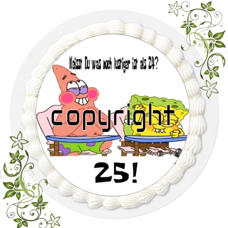 Fondant Tortenaufleger Tortenbild Geburtstag kompatibel mit Spongi/ 25er Geburtstag K1