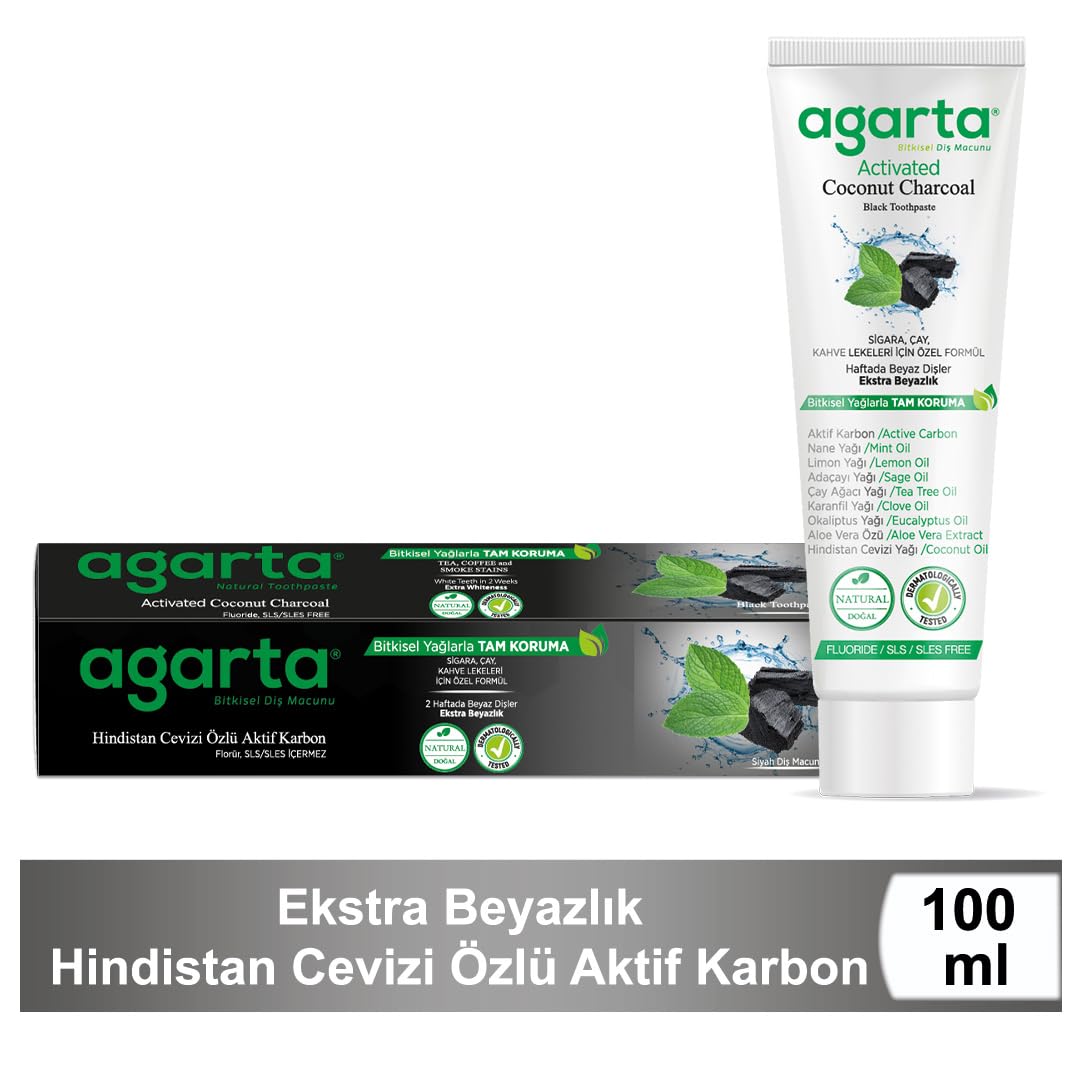 Agarta Doğal Hindistan Cevizi Özlü Aktif Karbonlu Diş Macunu 100 ml