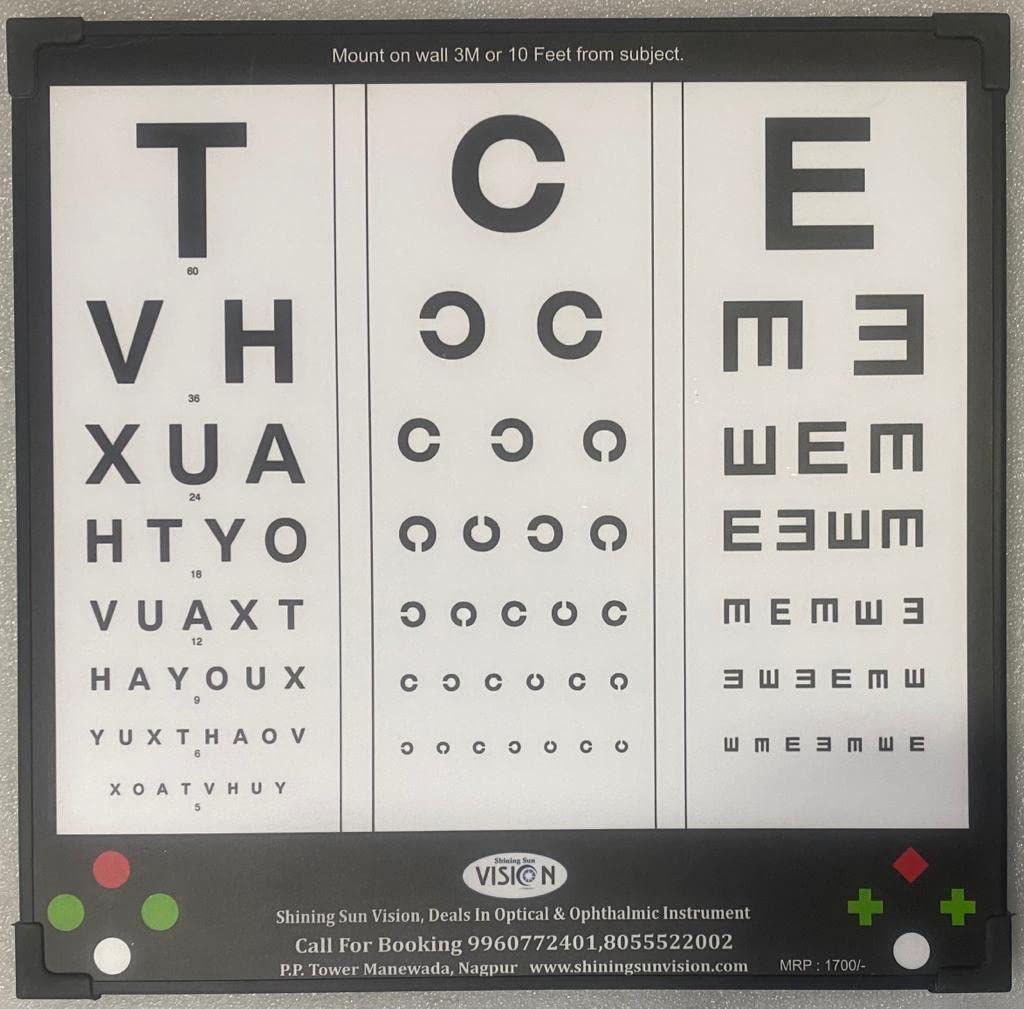 Shining Sun VISION Alphabet, C, Tumble E framed poster Chart For 3meter or 10 Fit Distance Vision Testing Chart for 10ft with Red and Green Test |Chart Poster for Hospital & Nursing Home (Multicolor) (B0C7CL1MLF) Amazon Price History, Amazon Price Tracker