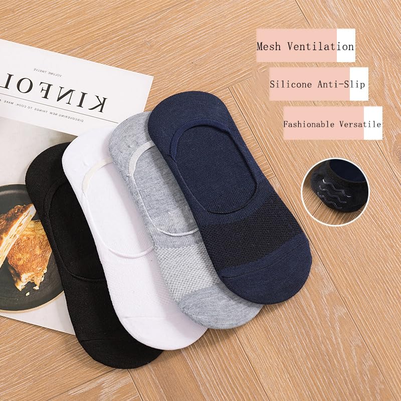 No Show Socks for Men 3/5 pack Cotton Thin Low Cut Non Slip for Loafer Flats Sneakers 5-7/8-103