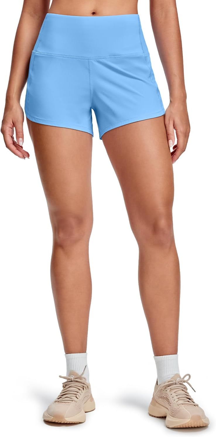 HeyNuts Focus Athletic Shorts for Women, High Waisted Workout Gym Running Shorts with Liner 4"