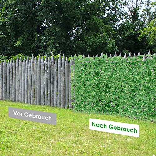 Trintion Künstliche Efeu Garten Sichtschutz 100x300cm Balkon Sichtschutz Künstliche Hecken Paneele Rolle Pflanzen Hängend Girlande für Gartenhecken Balkon Außendekoration