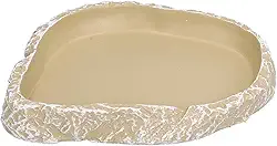 Tigela de comida de réptil, prato de alimentação para aquário, tartarugas, lagartos, material de resina amarela, 10,7 x 7,5 cm, 157 g