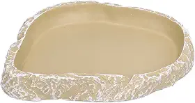 Tigela de comida de réptil, prato de alimentação para aquário, tartarugas, lagartos, material de resina amarela, 10,7 x 7,5 cm, 157 g
