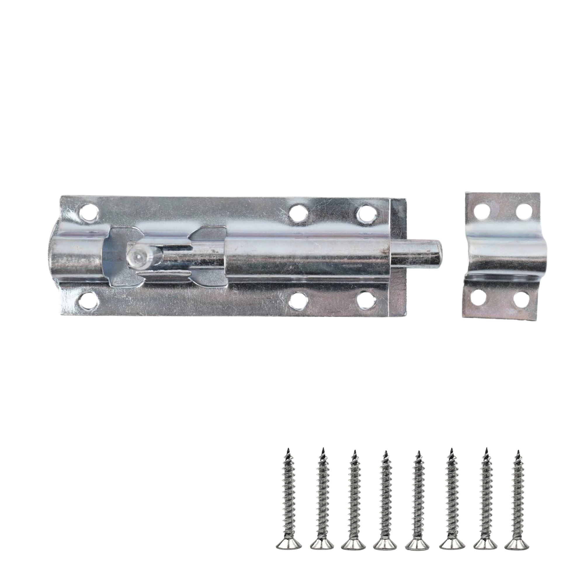 Keypak Zinc 100Mm Tower Bolt In Bright Plated Finish, Durable & Strong Construction Perfect For Securing Gates, Doors & Garden Sheds, Easy Installation