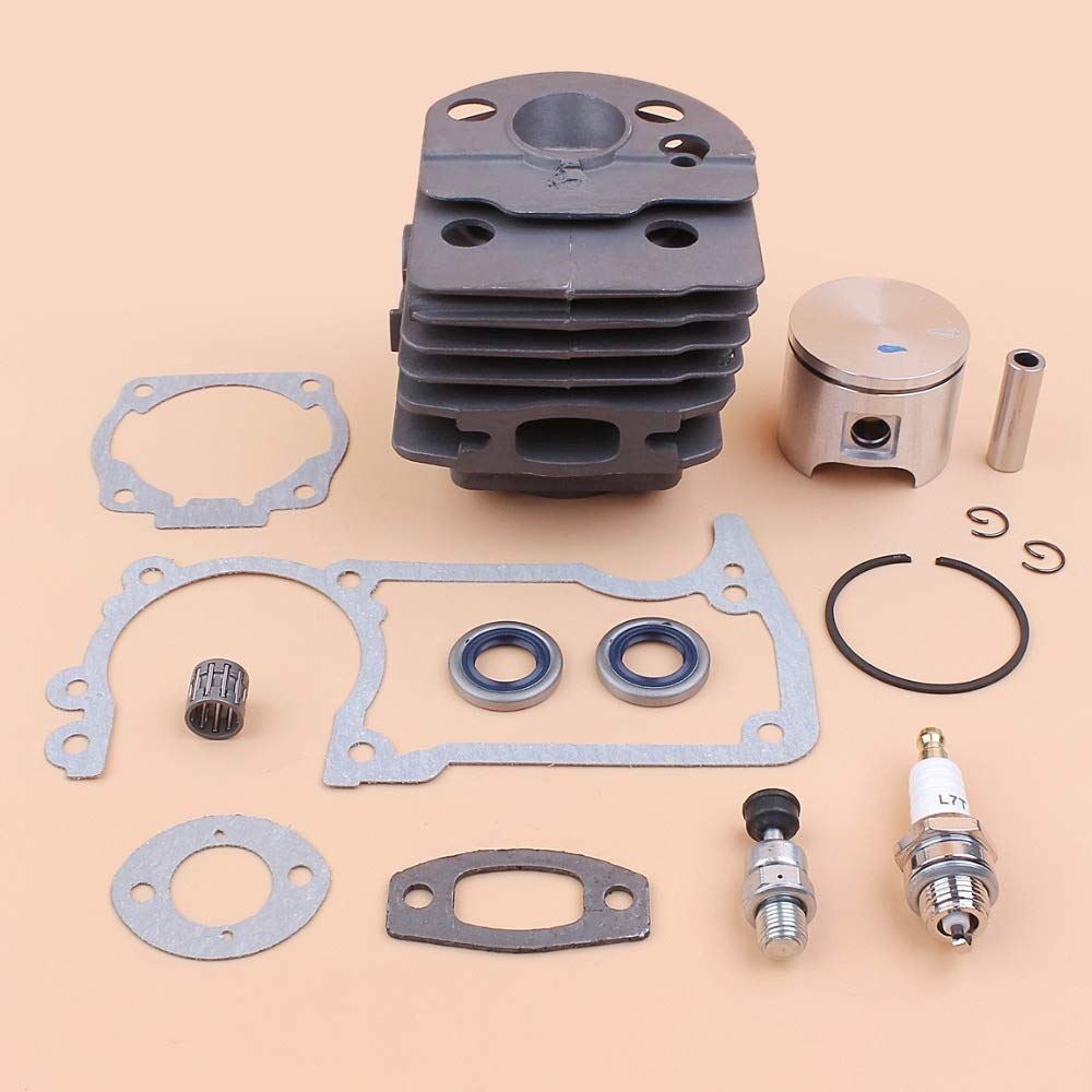 Tiempo Beixi Sello de Aceite del Cilindro de pistón de 46 mm válvula de descompresión de Juntas Kit Compatible con Husqvarna 55, 55 Ranchero, 51 Motosierra Motor Motor Parts