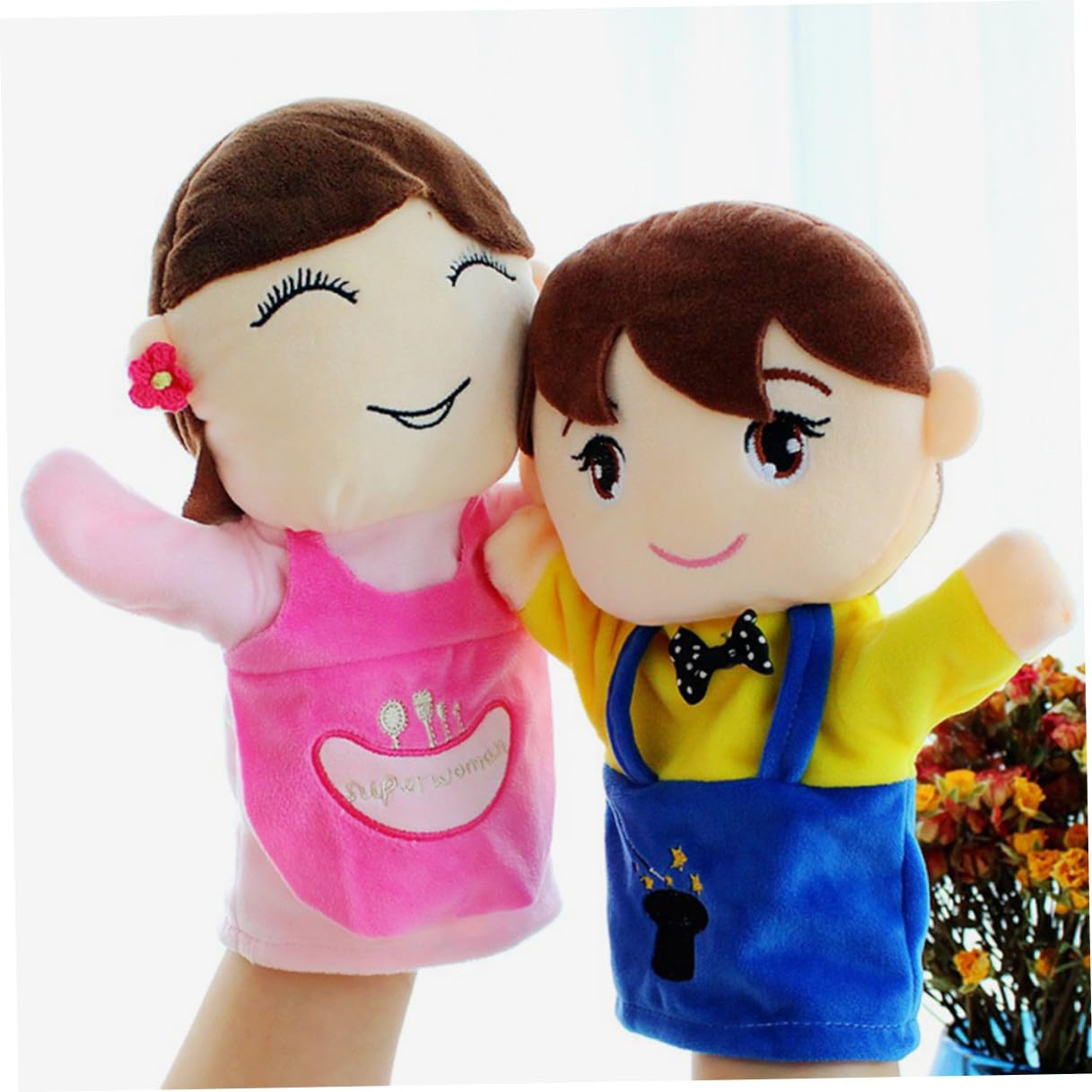 YARNOW 4 Marionette da Mano Morbido Burattini Ruolo Educativo per Asilo e Include Papà Ragazzo e Stimola Creatività e Apprendimento