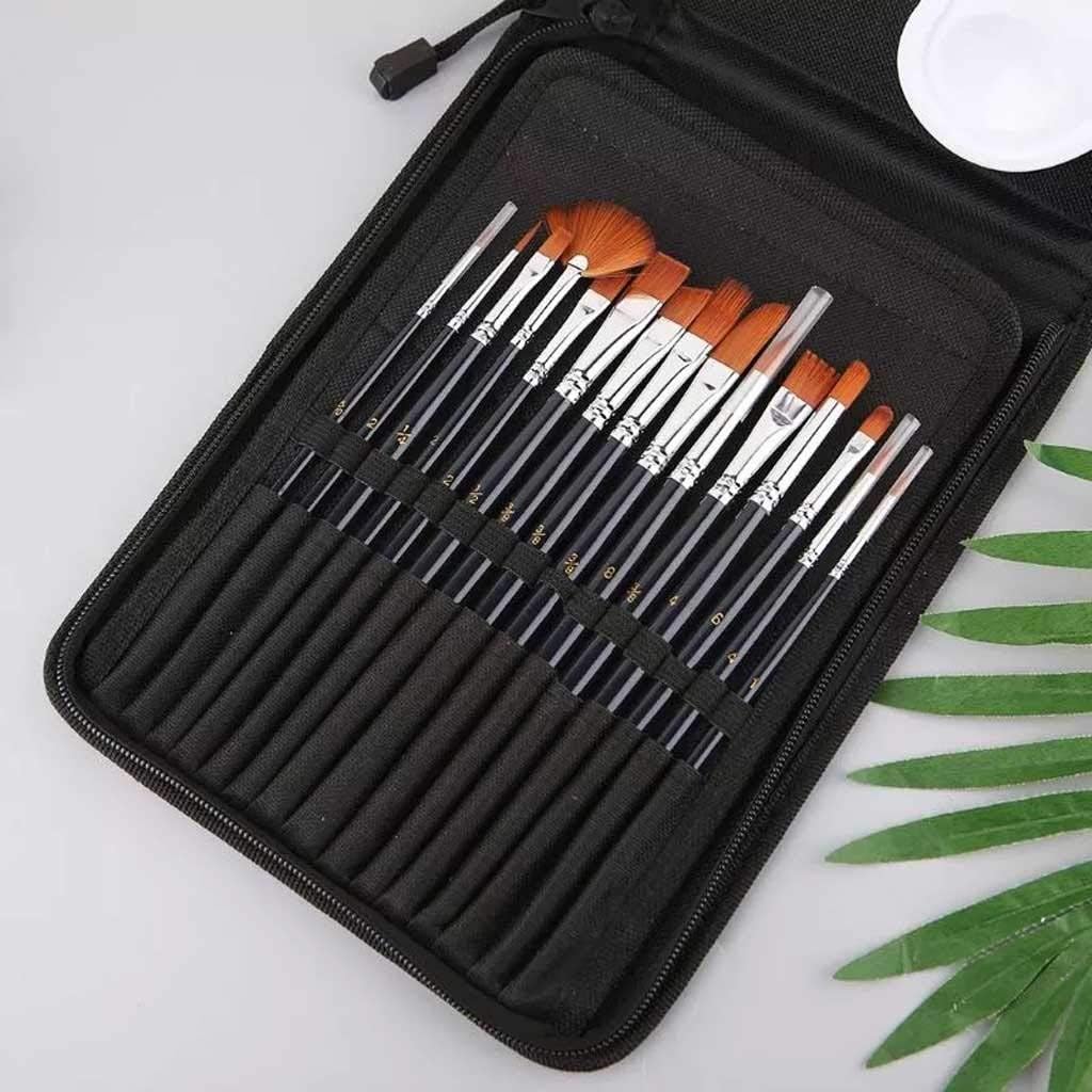 18 pcs/Set Paint Brush Wooden Acrylic Painting Palette Gouache Cosmetic Art Kit Drawing Pens