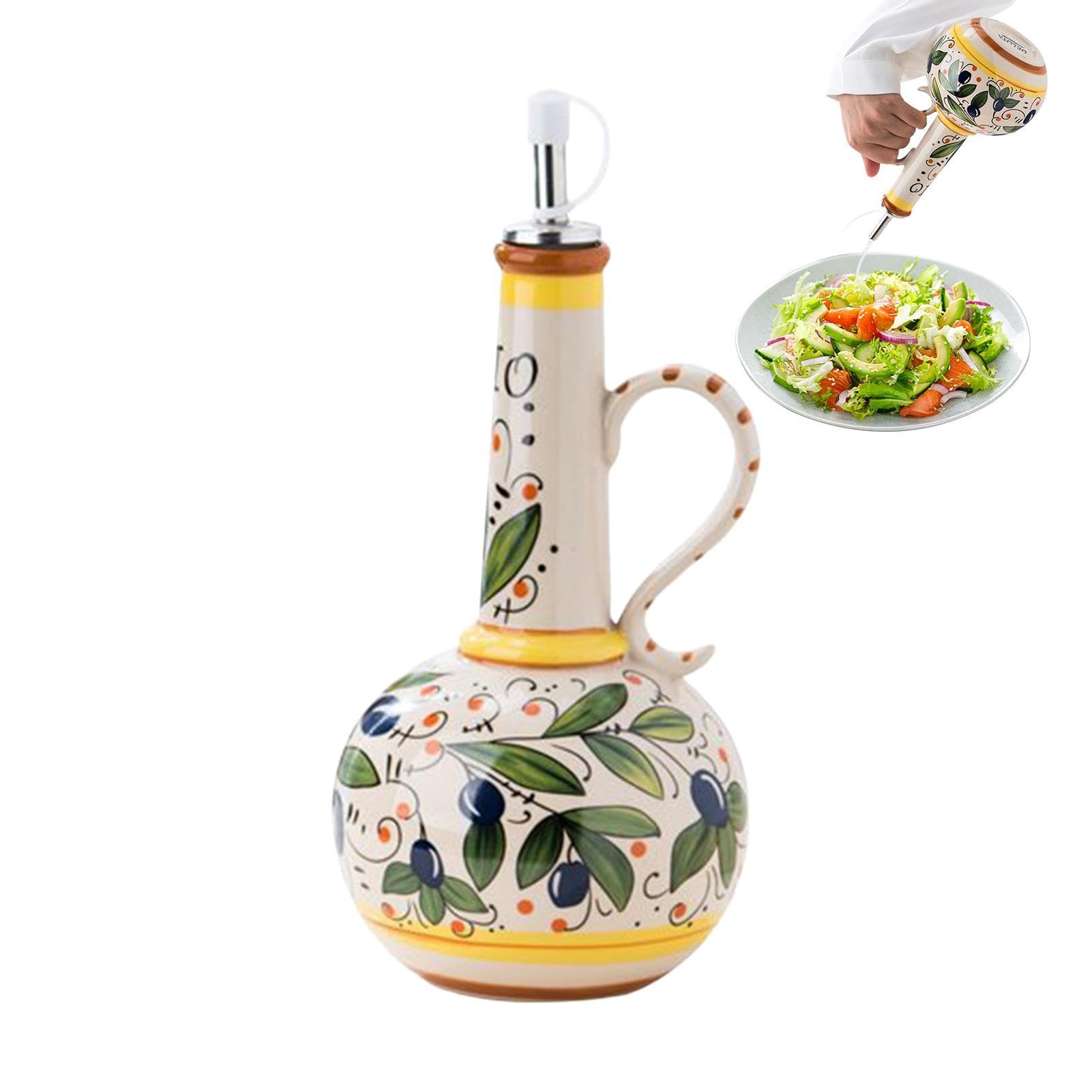 Dispensador De De Oliva Recipiente Portátil de 680 ml con Boquilla de Acero | Botellas De Y Vinagre Para Cocina Hogar Mesa Almacenaje Ensaladas Vinagre