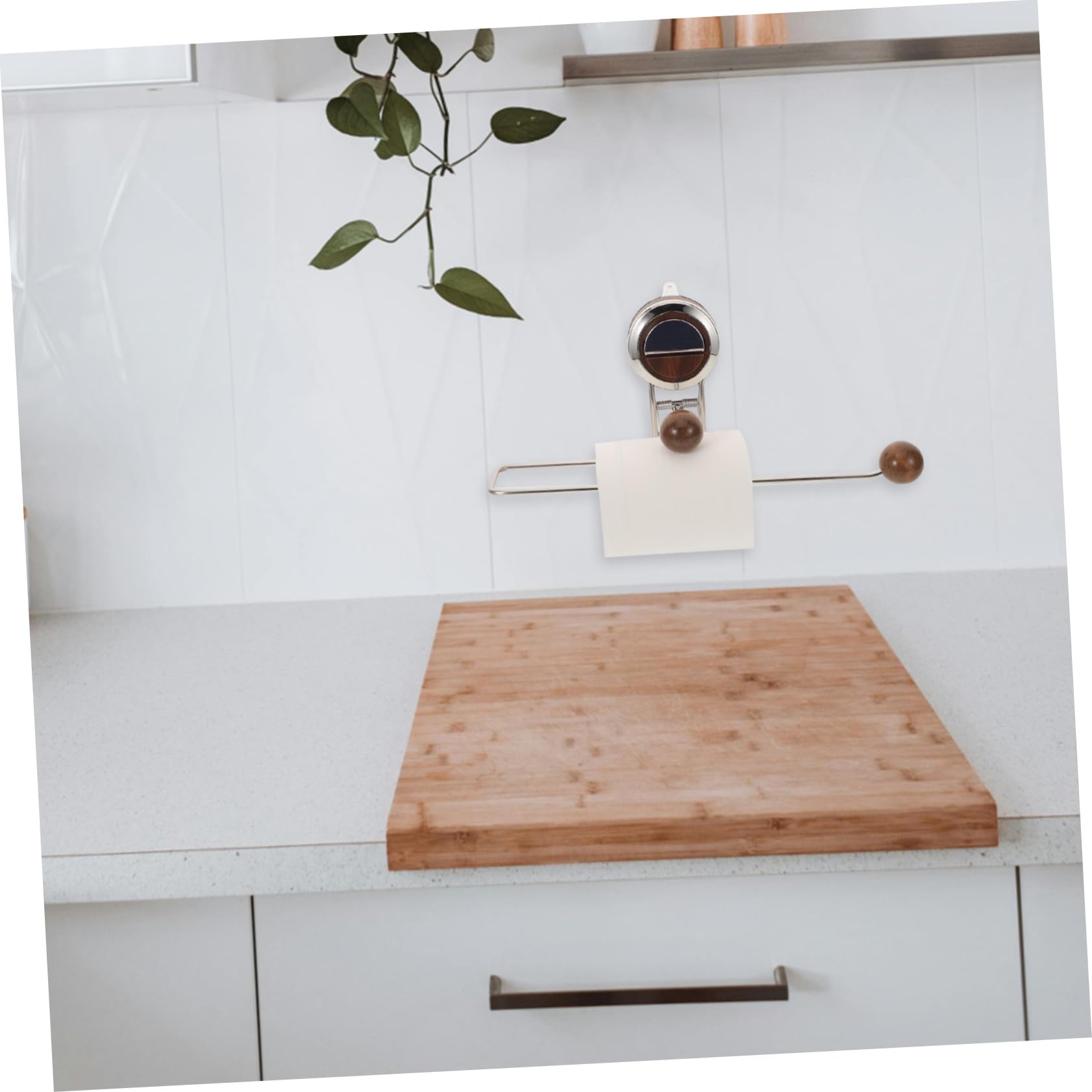 Portarrollos de Papel para Cocina de Metal Ventosa | Montaje bajo Gabinete Pared, Estilo Rústico Clásico, Soporte Firme y Ahorro de Espacio