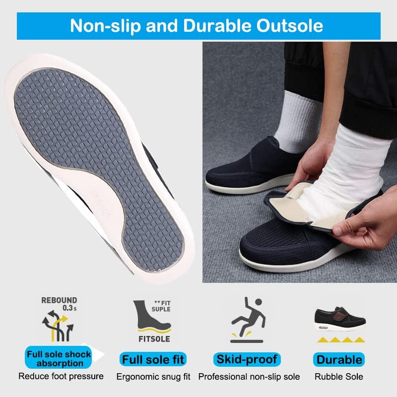 Mei MACLEOD Diabetic Shoes for Men Extra Wide Slip on Walking Shoes for Swollen Feet Wide Width Sneakers for Elderly Foot Pain Relief - Image 2