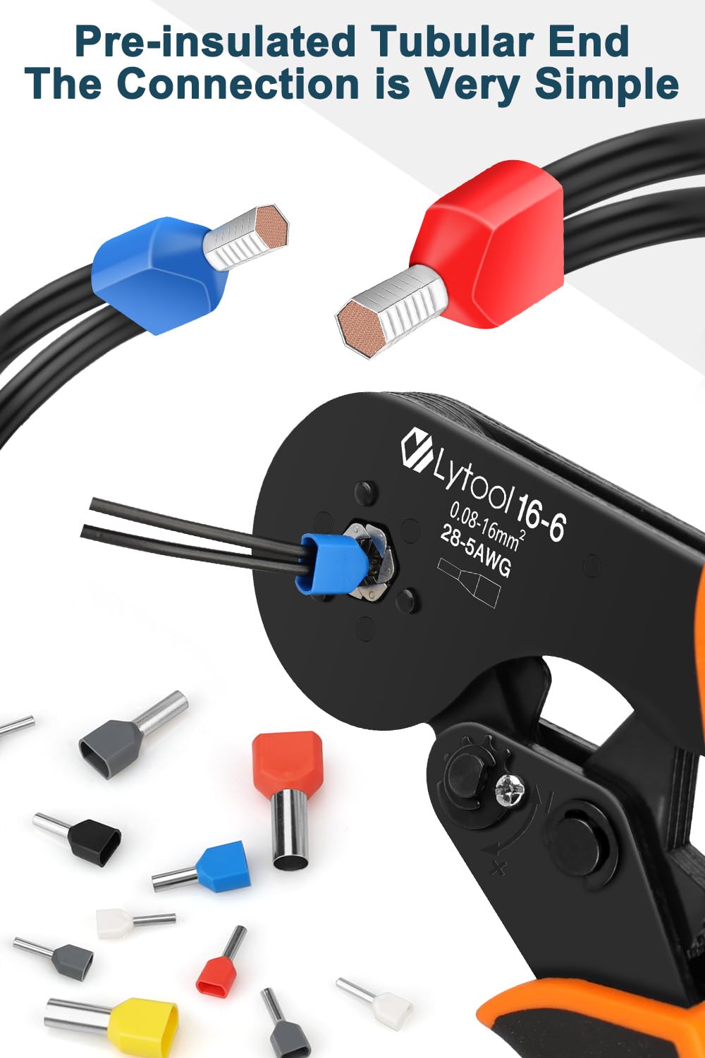 Lytool 0.5-10mm² Doble Terminales Cables Eléctricos, 750 Piezas con 8 Tamaños Conector de Twin Terminales de Férula Gemela Conectores Terminales Electricos Cable Kit