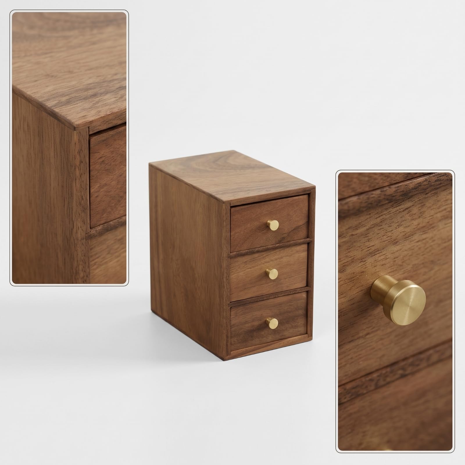 rockible Cassettiera in Legno Legno Scuro | Design Compatto Salvaspazio, Organizzatore da Scrivania con Cassetti, Organizzatore da Tavolo con Cassetti