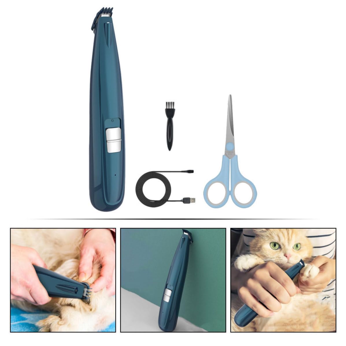 Happyyami Recortador de Pelo para Patas de Perros y Gatos Diseño Ruido y Material Abs Resistente, Herramienta Eléctrica Portátil para Peluquería Canina
