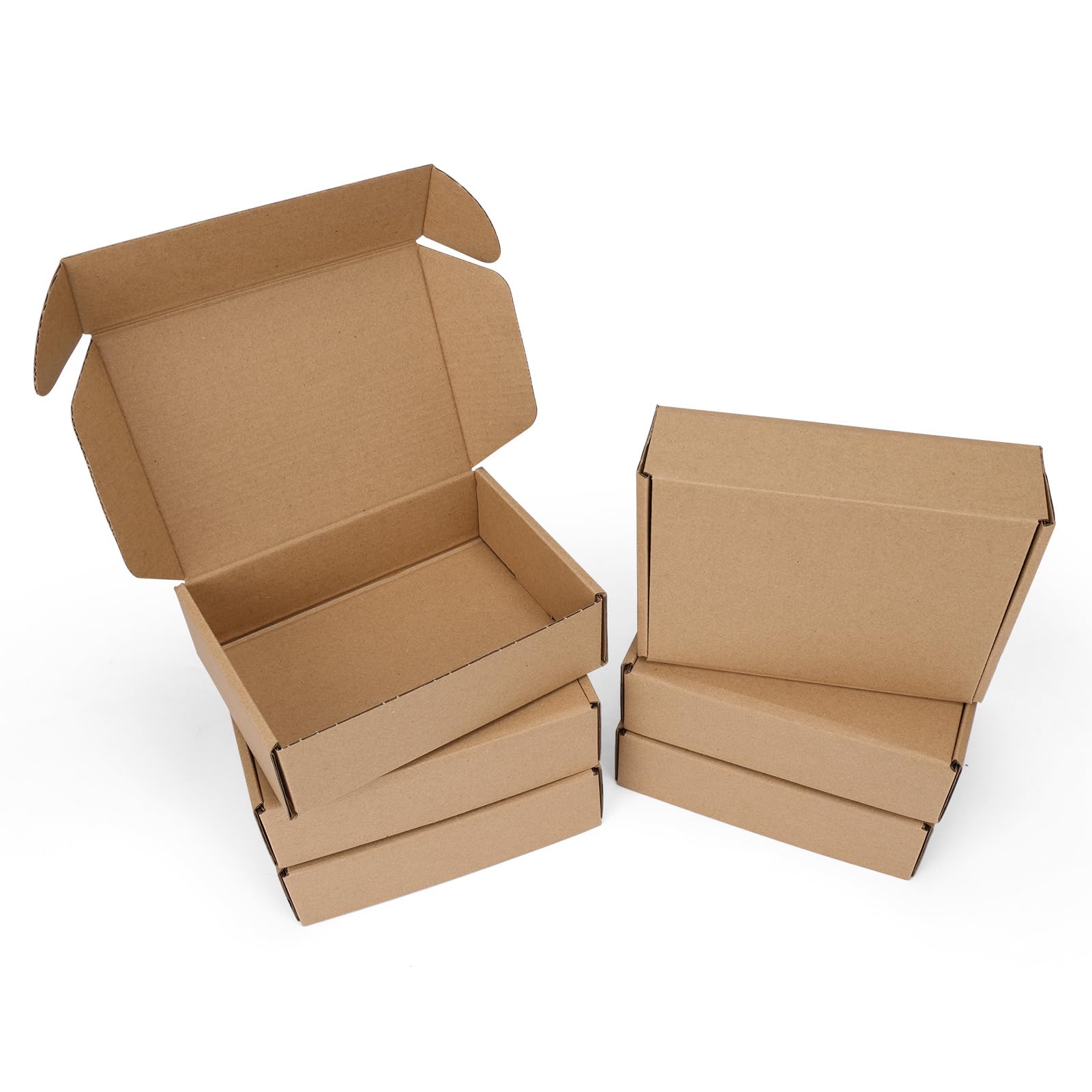 PHAREGE 7x5x2 inch Shipping Boxes 6 Pack Brown, Tab Lock Tuck Top Mailer Boxes for Packaging Small Business, Small Cardboard Gift Boxes for Wrapping