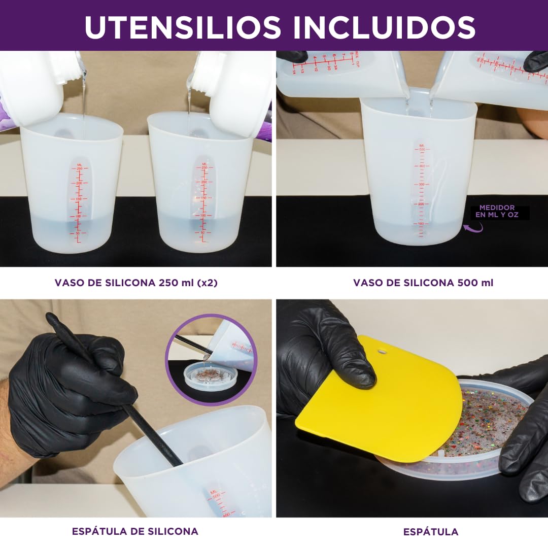 Kit Resina Epoxi Transparente RHINO Smart Solutions TRANSPAREX+ 2000ml para Manualidades - 1000ml Resina Líquida Transparente + 1000ml Endurecedor (1:1) para DIY, Arte, Modelado, Joyería, Bricolaje