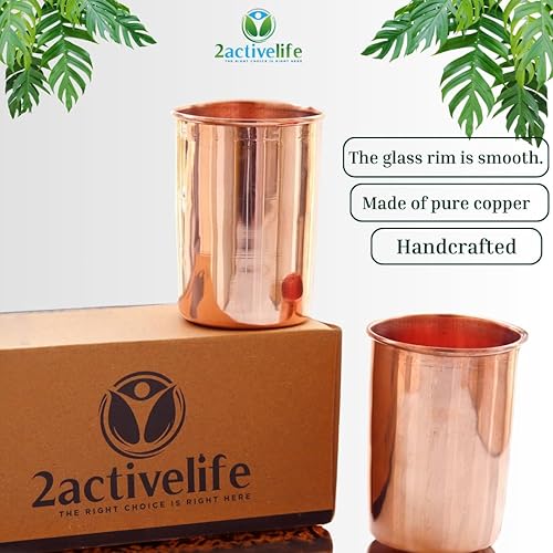 Miniatura 3 de 2activelife-Juego de 2 vasos de cobre puro vasos de cobre para viajes para beneficios de la salud Ayurveda