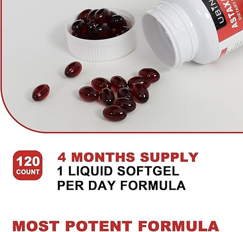 Miniatura 2 de Premium Astaxanthin Supplements 12mg， Softgels 120 Servings, Supports Immune, Skin, Eye & Joint Health-Non-GMO, Gluten-Free, Microalgae Extract