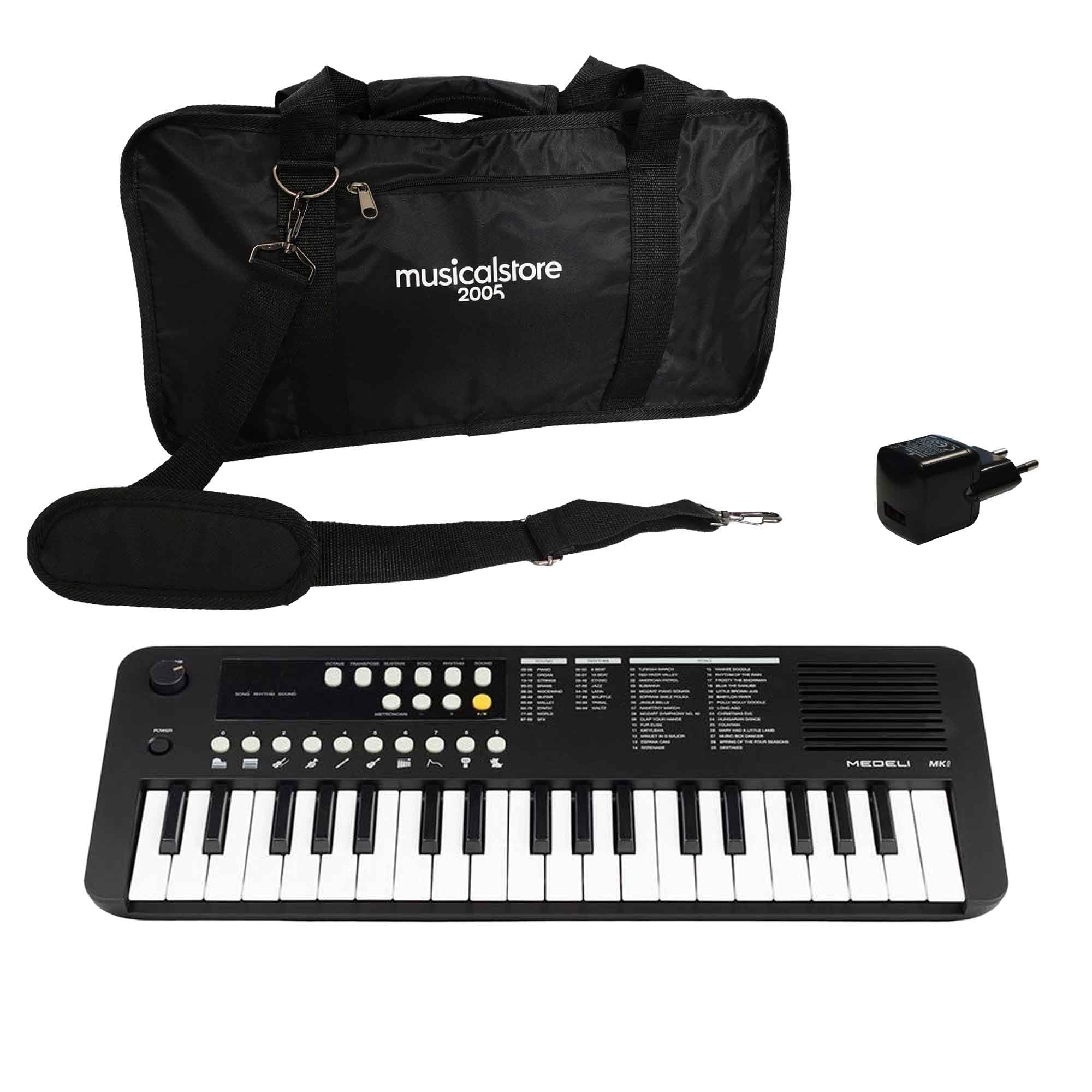 Kit Mini Tastiera Scolastica 37 tasti per Medeli MK1 per Bambini e Ragazzi con Borsa e Alimentatore, Creato da MusicalStore2005