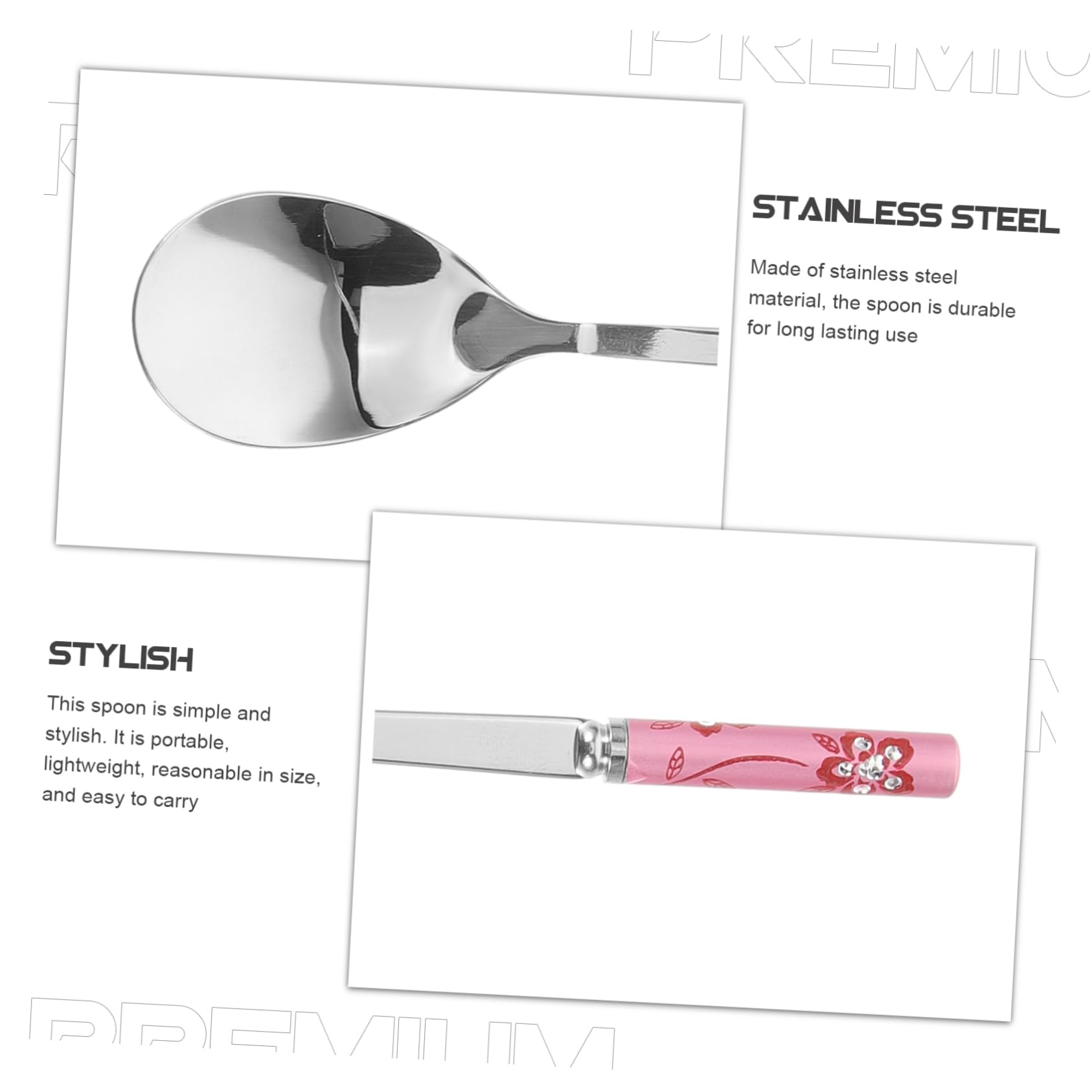TOYANDONA 5 Ensembles Cuillère À Restauration Portable Petit Agitateurs Cuillères À Mélanger Pour Bar À Café Expresso Forme Scoop De Dessert Cuillère En Acier Inoxydable Rose 5 Pièces * 5