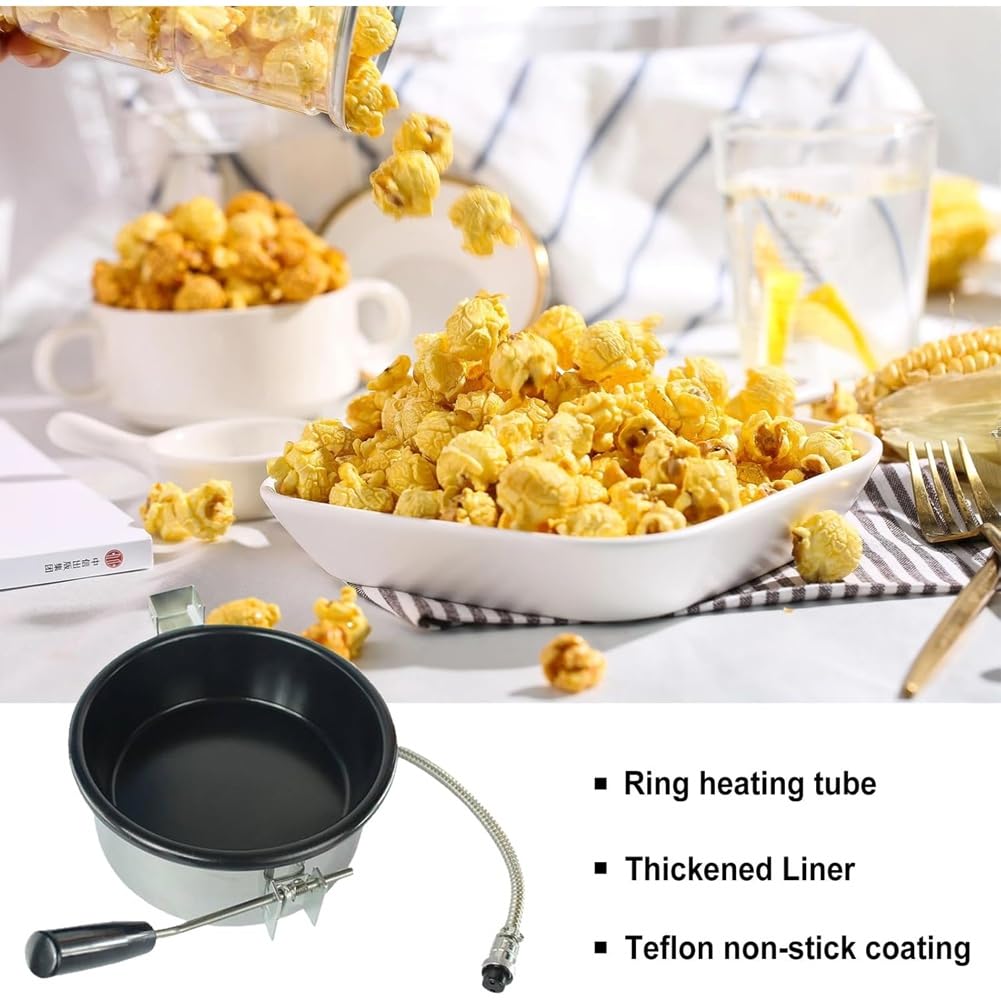 Recipiente de Repuesto para Máquina de Palomitas de Maíz de Aire Caliente, Recipiente Antiadherente con Elemento Calefactor Anular (3 Orificios de 15 Mm)