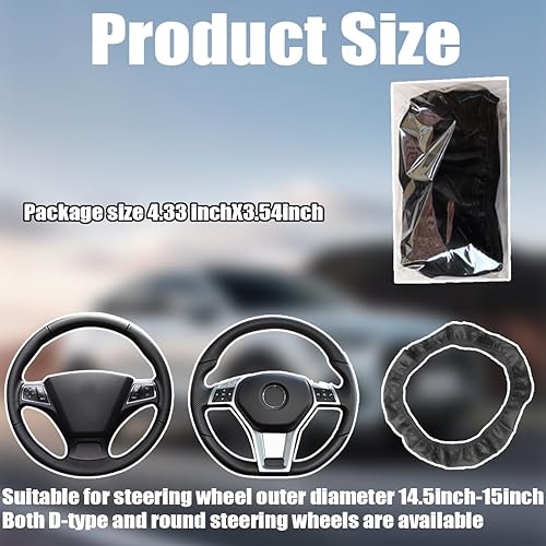 Miniatura 2 de Funda para volante de automóvil, funda de volante de automóvil para hombres y mujeres, funda de cuero antideslizante de 15 pulgadas, protector de