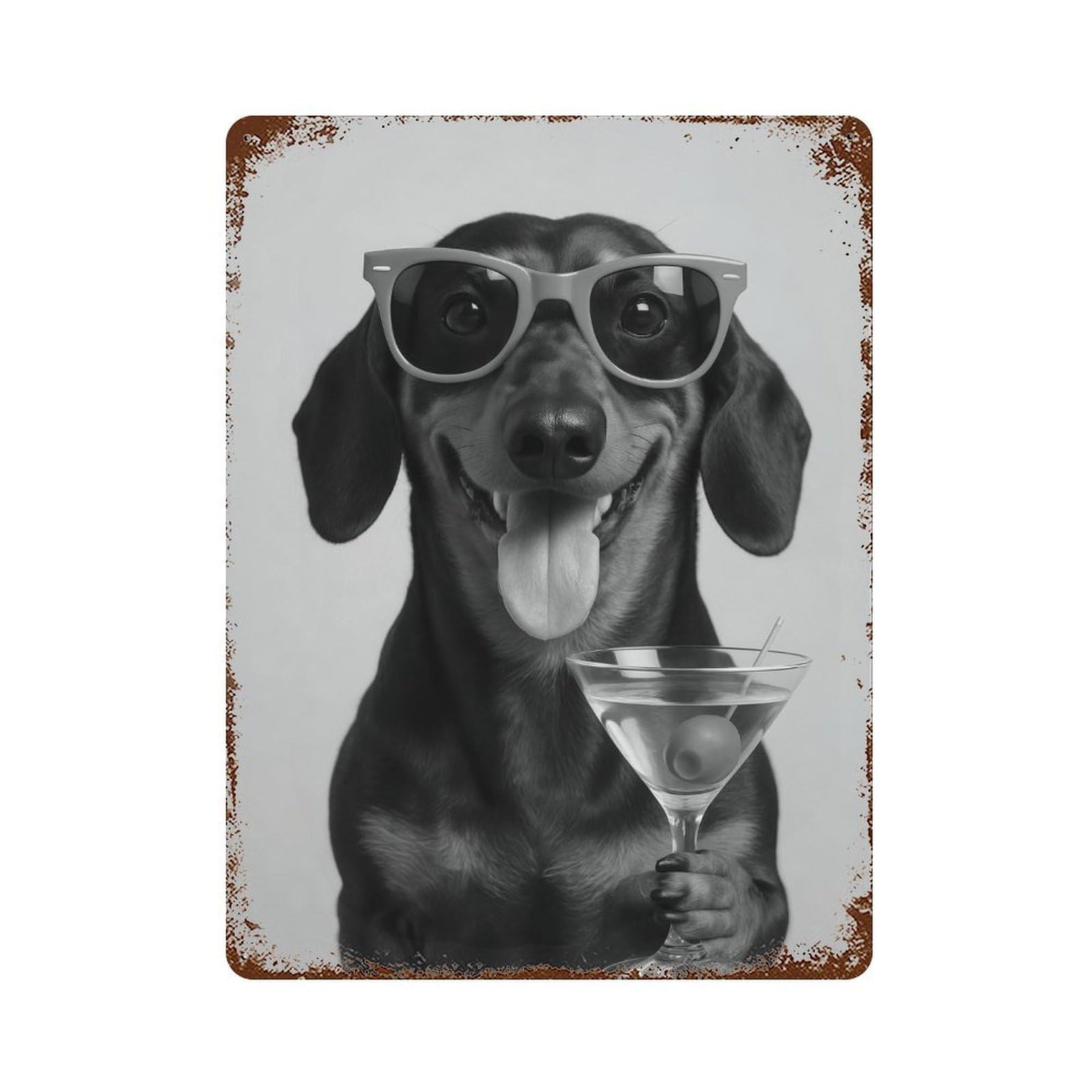 xiaoxiaoshen Dachshund And Martini Print Wall Decor Art Metal Tin Poster Modern Home Decor Art Home Bar Shop Decorations Vintage Sign 40x30cm