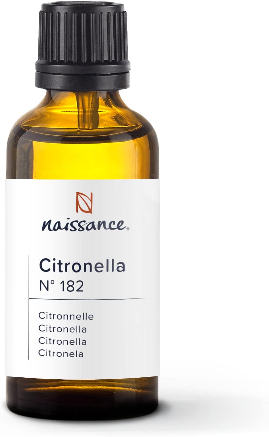 Naissance Citronella Essential Oil (No. 182) - 50ml - Pure, Natural, and Undiluted - for Aromatherapy, Massage Blend & Diffusers - Calming and Refreshing Aroma