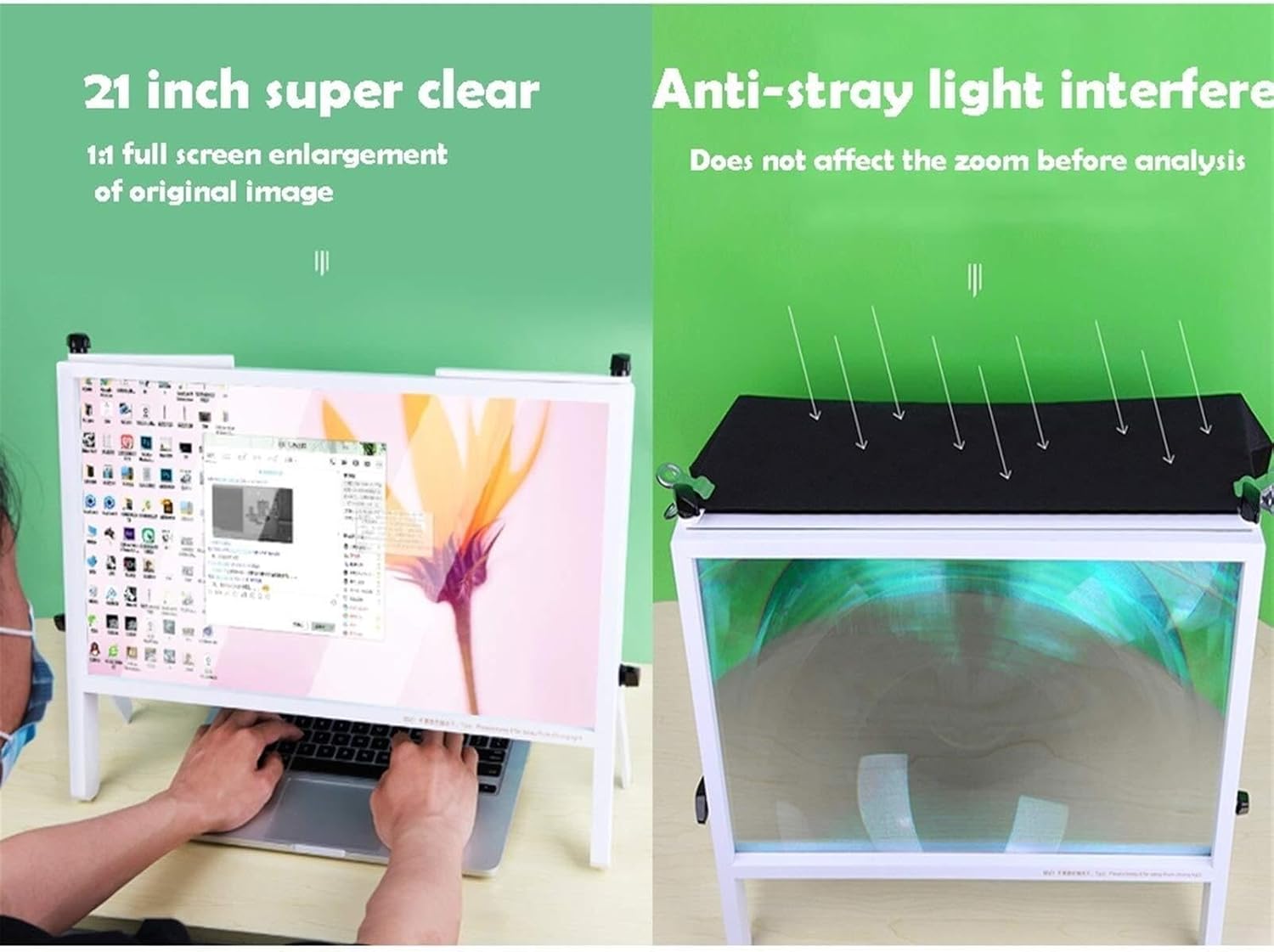3D Computer Screen Enlarger, 3-4x Magnification, HD Amplifier for Movies, Videos, Gaming, Prevent Blue Light, Foldable Design Phones & Laptops