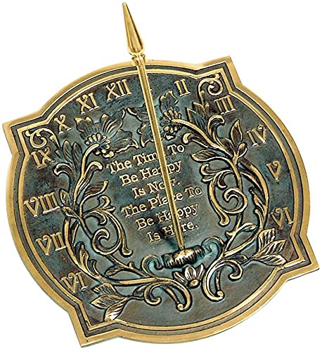 Nauticalmart Happiness Sundial, Solid Brass With Verdigris Highlights, 10-Inch Diameter #TOP9