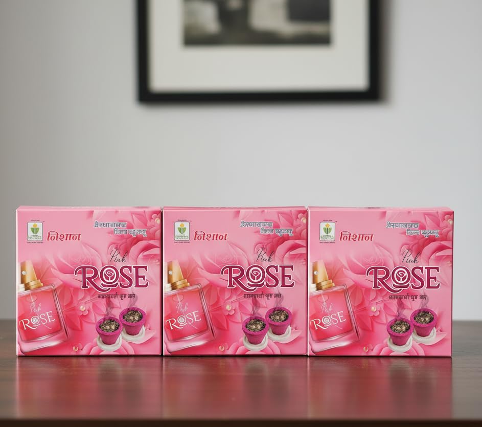 Nishan Samrani Dhoop Natural Havan Cups for Pooja, Sacred Rituals, Brown, Natural Herbs, Standard Size, Long-Lasting Divine Fragrance for Meditation, Yoga, Pack of 3 (Pink Rose Dhoop Cup)-image-24