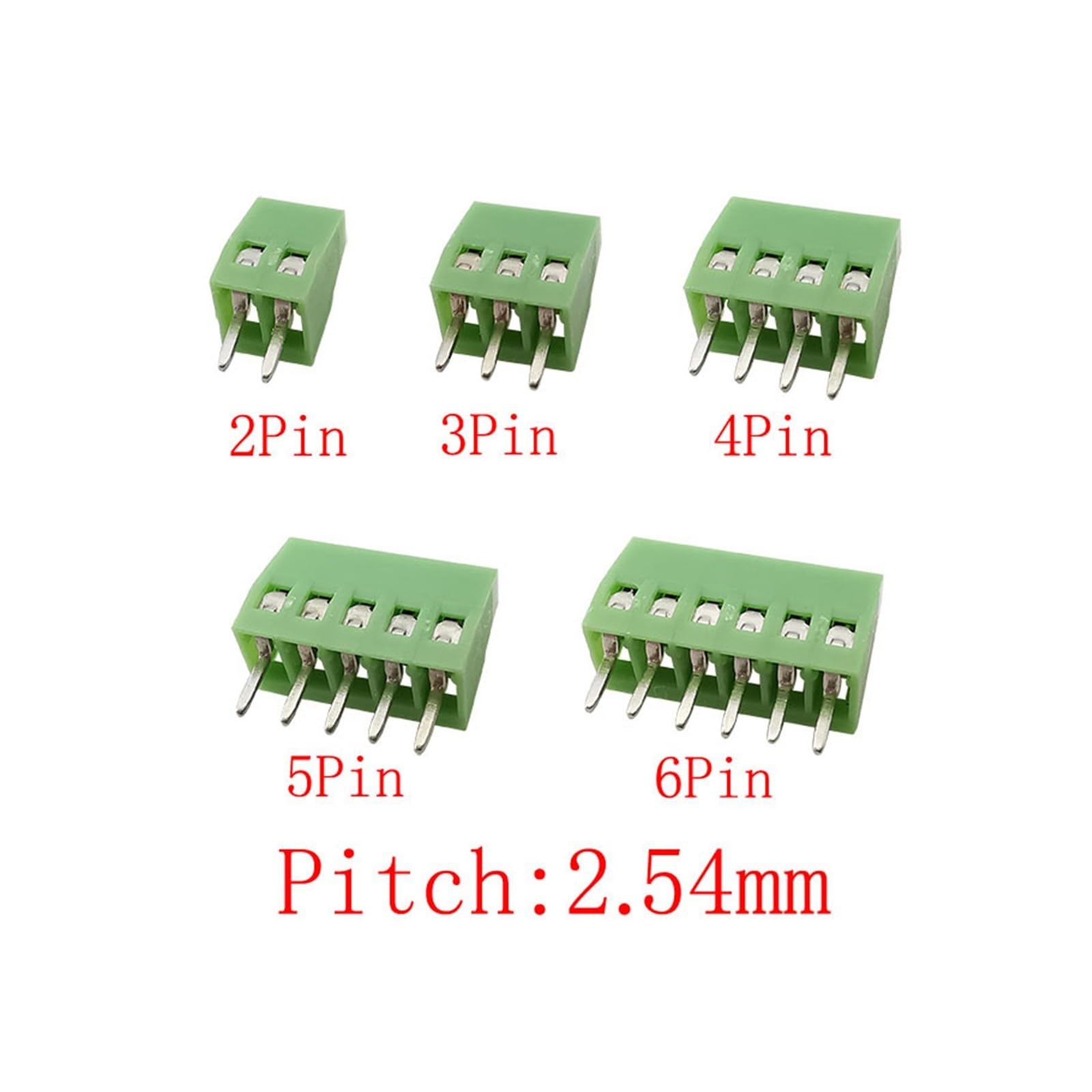 5/10 Stück Abstand 2,54 mm Schraubklemme Anschluss für Drahtkabel 2/3/4/5/6 Pins Schrauben Klemmen 150 V 6 A