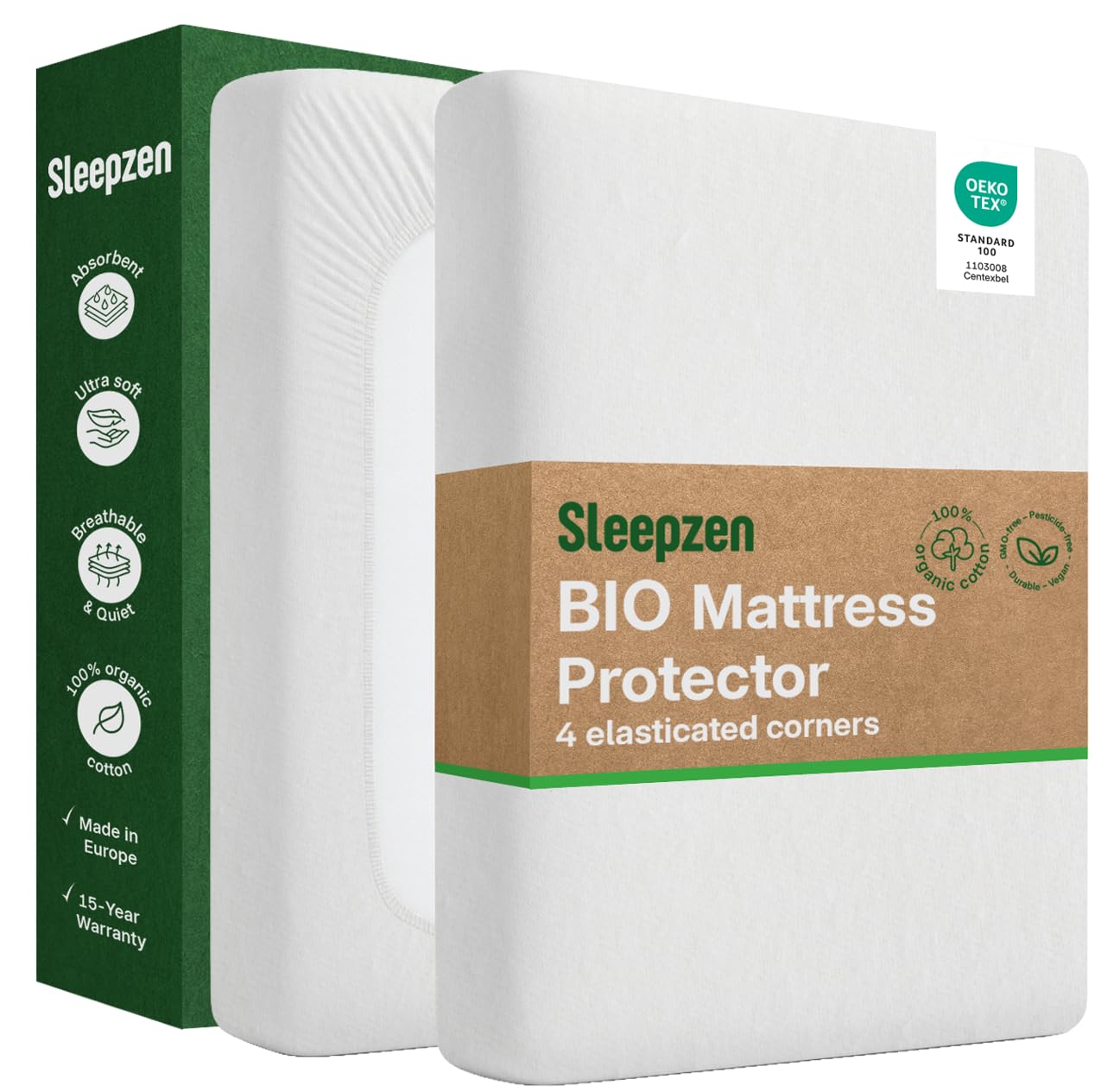 SLEEPZEN Mattress Protector Single Bed (90x190 cm) Fitted Sheet 100% Organic Cotton Flannel – Absorbent, Hypoallergenic, Breathable and Silent Mattress Pad – Made in Portugal – Oeko-Tex Certified