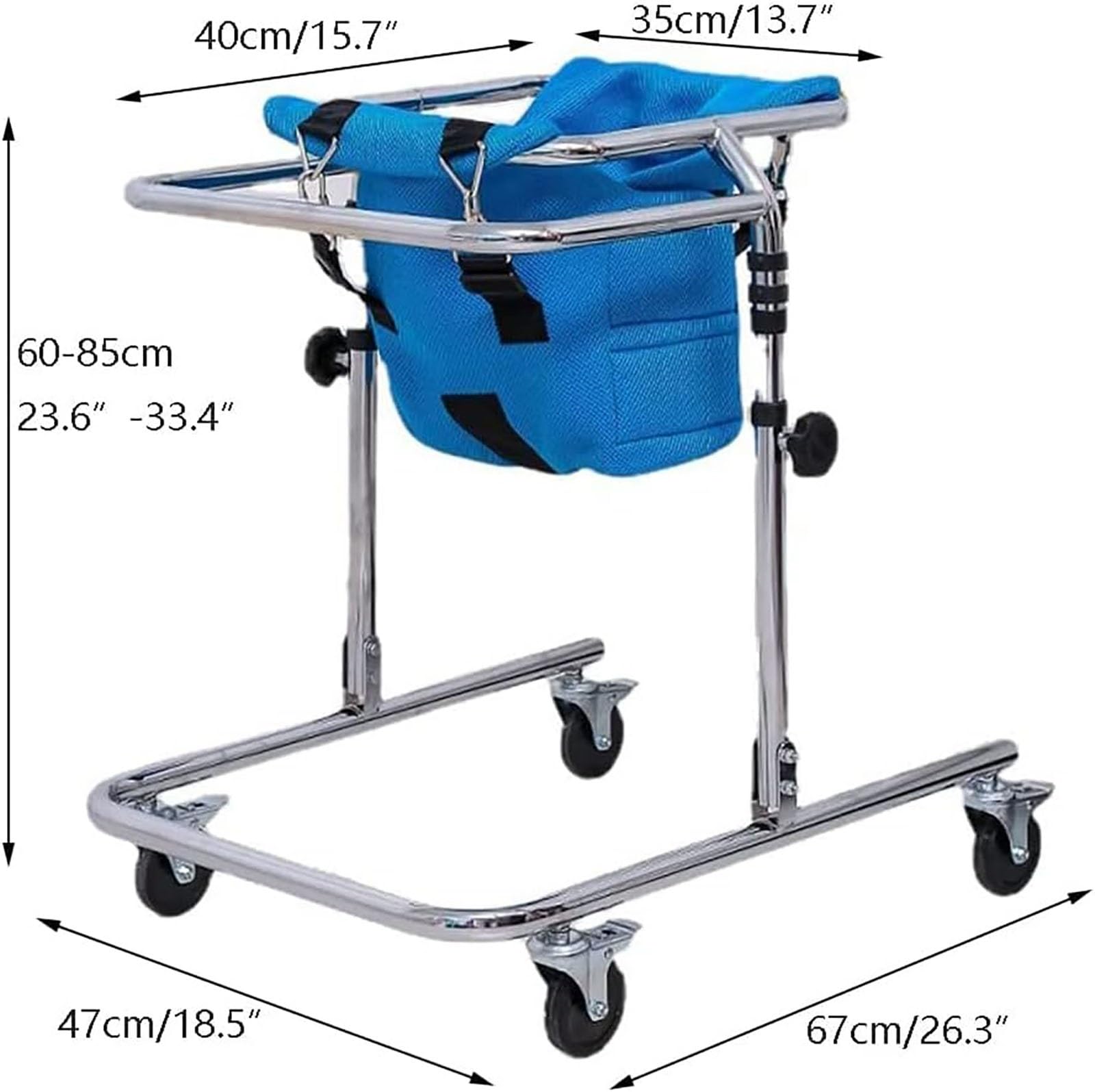 Genérico Andador con Asiento y Ruedas, Andador de Altura Ajustable, para rehabilitación de niños con parálisis Cerebral, Andador Auxiliar, Rosa (Azul).