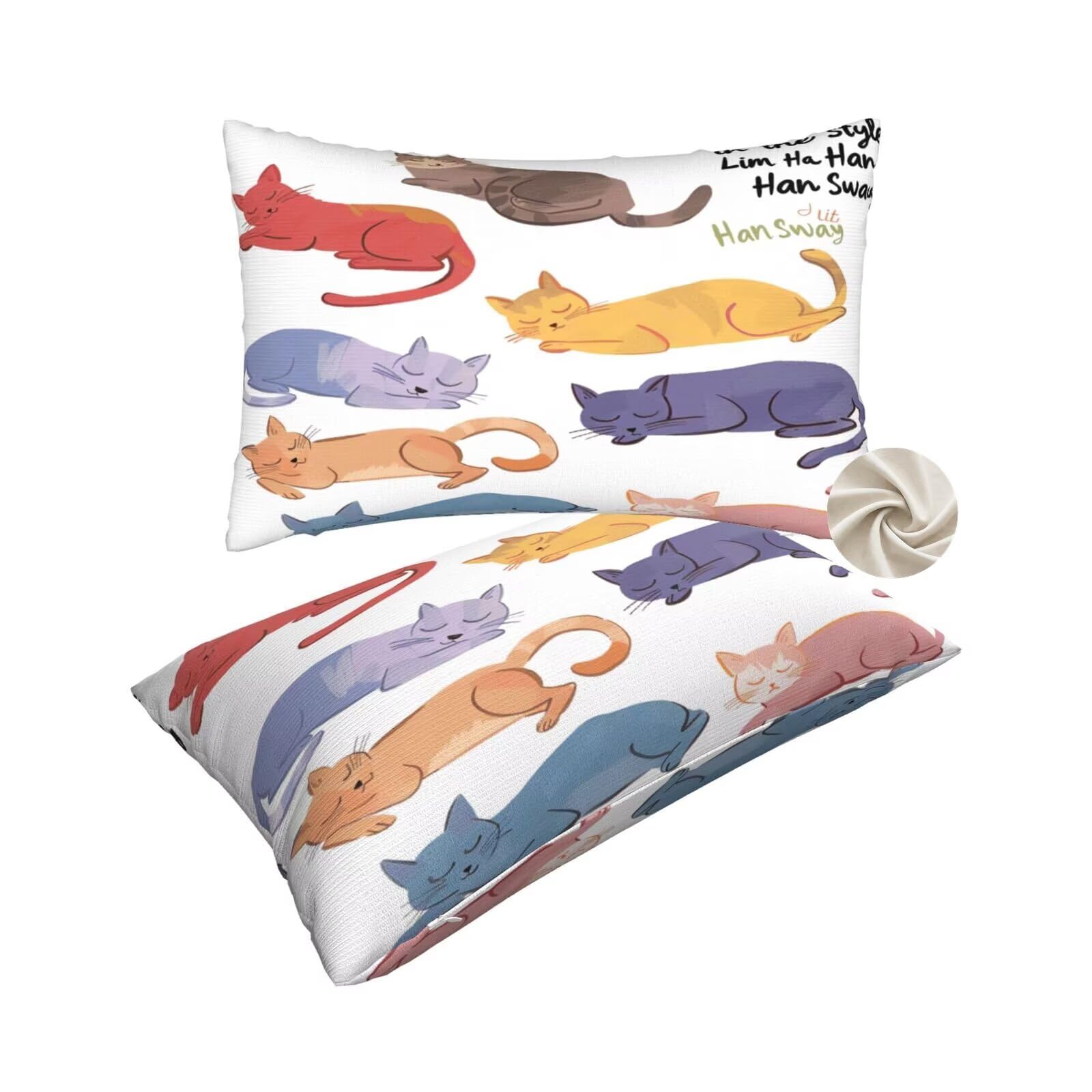 Housse de Coussin Dessin Animé Chat : Idéal pour Lit et Salon Deco