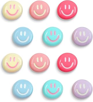 Mymazn 12Pcs Cute Fridge Magnets, Refrigerator Magnets, Smiley Face