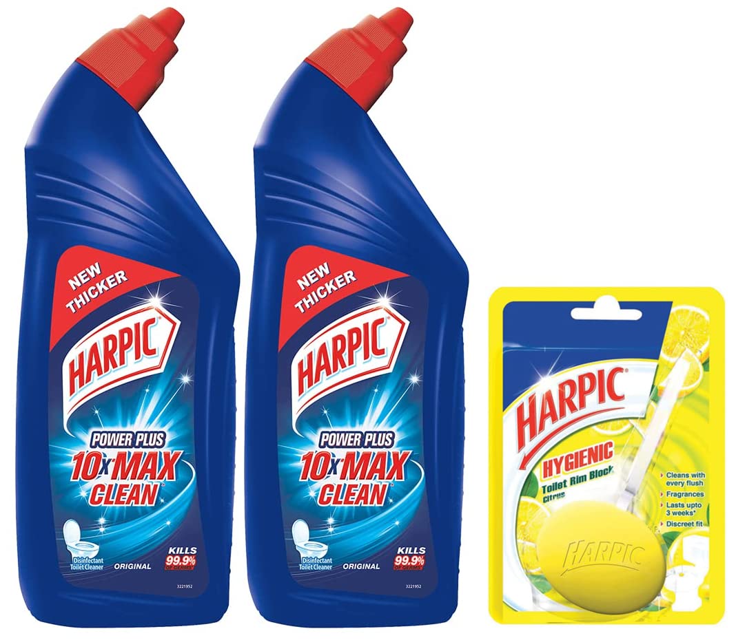 Harpic Disinfectant Toilet Cleaner Liquid, Original 1 L (Pack of 2