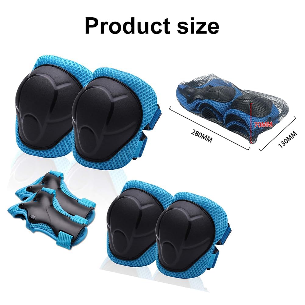 Protezione Kit per Bambini,Protezioni Set per Bambini,Protezioni Skateboard Bambini,Protezioni Pattini Bambina,Adatto ai bambini dai 3 ai 12 anni,per Skate, Bicicletta, Sci, Pattinaggio,Blu