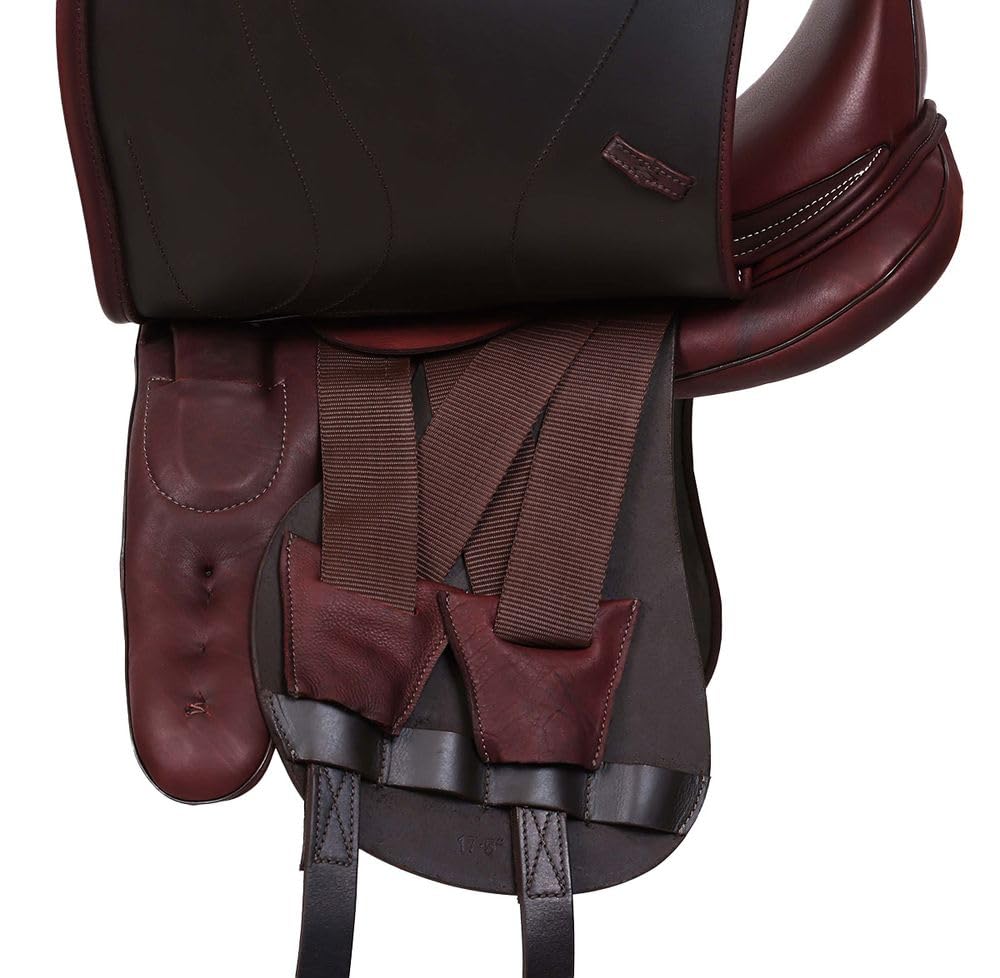 A&M Reitsport Selle de dressage Chester cuir tête interchangeable arbre polyflex rouge marron 18,5"