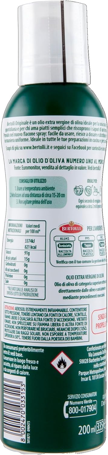 3pz Bertolli Olio Extra Vergine di Oliva Spray Originale 200 ml, + key smarter italy shop service